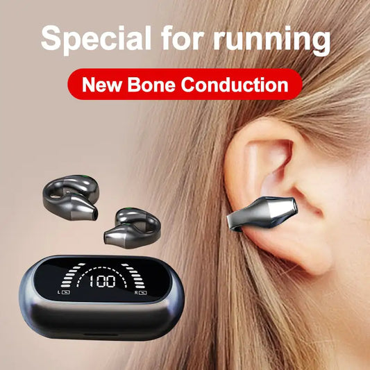 Bluetooth 5.2 Bone Conduction Earphone Ear Clip Headphones & Earbuds 20h music time earphones audio audio device Bluetooth 5.2 Bone Conduction Earphone Ear Clip conduction earphones for running Earphone earphone for running electronics long running music time earphones touch operated earphone