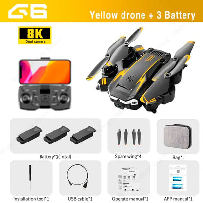 GPS Drone 8k Profesional HD Camera Obstacle Avoidance Aerial Photography Foldable Quadcopter Yellow Dual 8K-3B Drones drone drone with camera 8k electronics video devices