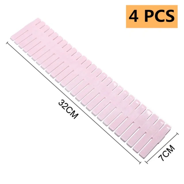 Adjustable Plastic Drawer Divider Light Pink 4 Pieces Storages & Racks Adjustable Plastic Drawer Divider drawer flexible drawer divider home storage Storage Box storage rack