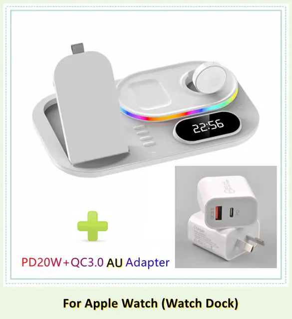 30W LED 4 in 1 Wireless Charger Dock | Fast Charging | RGB Lighting 30w apple charger dock charging dock charging pads charging station iphone led magnetic magsafe mobile New arrival phone portable table wireless charger {{ product_collections }} {{ product_description }}