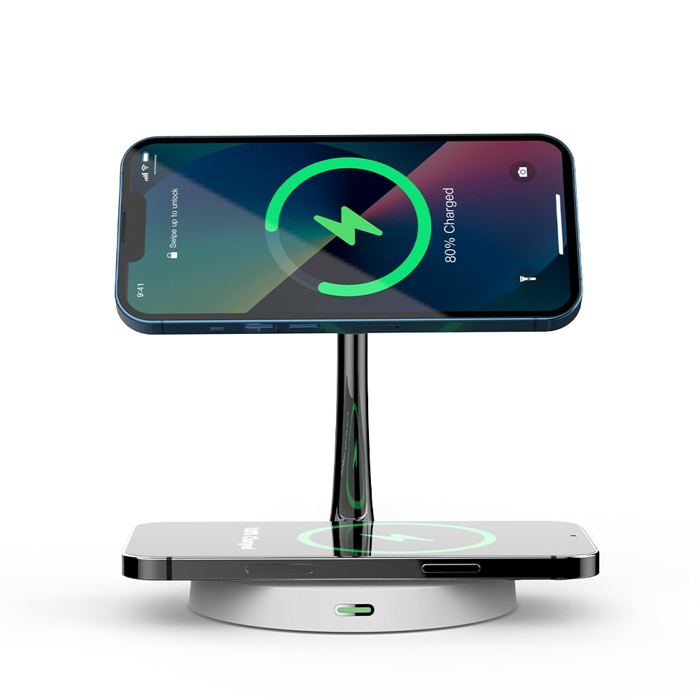 Magnetic Wireless Charger for iPhone | Fast Charging | Convenient & Portable Wireless Chargers 3 in 1 air pods air poods airpods apple apple watch charging pads charging station iphone magnetic New arrival wireless charger {{ product_collections }} {{ product_description }}