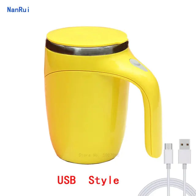 Magnetized Self Stirring Coffee Cup Mug USB Yellow 380ml Mugs & Cups coffee cup coffee cup with lid coffee mug coffee mug with lid Coffee Mugs home insulated coffee cup insulated coffee mug Mug portable rechargable Self Stirring self stirring coffee mug Stainless Steel tea and coffee cups Thermal Cup