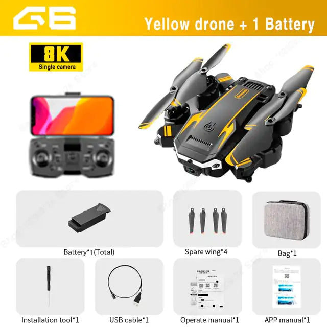 GPS Drone 8k Profesional HD Camera Obstacle Avoidance Aerial Photography Foldable Quadcopter Yellow Single 8K-1B Drones drone drone with camera 8k electronics video devices