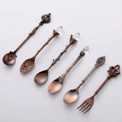 Vintage Dessert Royal Style Cutlery Set Red Copper Cutlery Set Cutlery Set dinning dinning table home Spoon spoon set