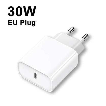 Original 30W USB-C Power Adapter White EU Plug Adapters & Converters electronics electronics accessories fast charging cable with power adapter mobile mobile phone accessories power adapter with C type charging cable