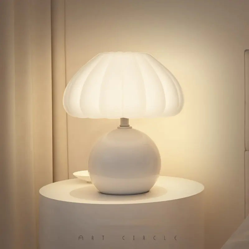 Elegant Cream Mushroom Desk Light Table Lamps ambientlight cozylighting creamlamp decorativelamp elegantlighting interiordesign mushroomlamp sophisticateddecor tablelamp whimsical {{ product_collections }} {{ product_description }}