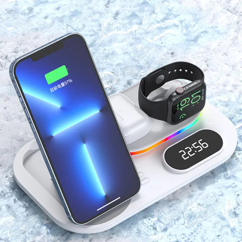 30W LED 4 in 1 Wireless Charger Dock | Fast Charging | RGB Lighting 30w apple charger dock charging dock charging pads charging station iphone led magnetic magsafe mobile New arrival phone portable table wireless charger {{ product_collections }} {{ product_description }}