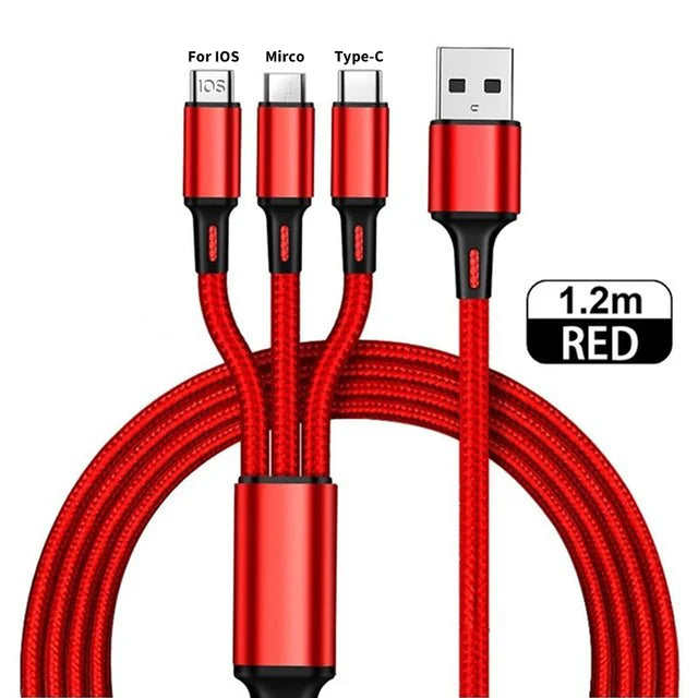 3 In 1 Fast Charging Cable – Universal USB-C, Lightning, Micro-USB for Mobile Devices Charging Cables 3 In 1 Charging Cable durable charging cable fast charging cable Multi-Device Charging Cord Tangle-Free Cable {{ product_collections }} {{ product_description }}