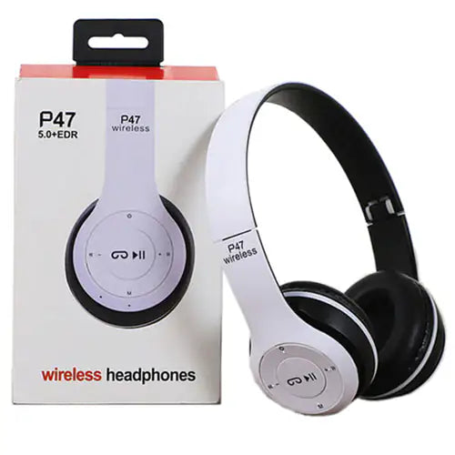 Wireless Bluetooth P47 Headphones White Headphones & Earbuds audio audio device bluetooth headphone and earphone and earbud bluetooth headphones electronics fashion headphone gaming headphone headphone headphone for music headphones headphones for sports new headphones Wireless Bluetooth P47 Headphones