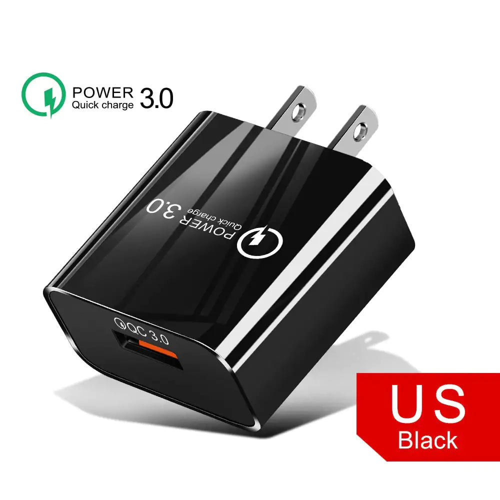 18W3A Fast Charger QC 3.0 USB Charger US black Adapters & Converters 18W3A Fast Charger QC 3.0 USB Charger electronics electronics accessories mobile phone USB charger