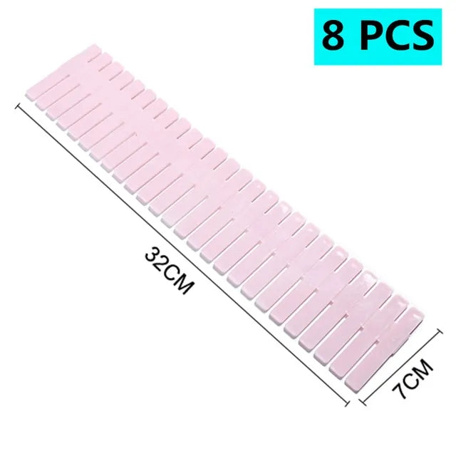 Adjustable Plastic Drawer Divider Light Pink 8 Pieces Storages & Racks Adjustable Plastic Drawer Divider drawer flexible drawer divider home storage Storage Box storage rack