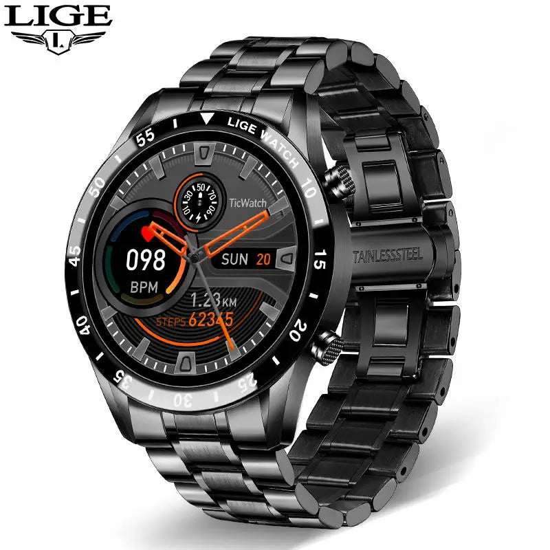 LIGE 2024 Smart Watch Men Full Circle Touch Screen Bluetooth Call Men Smartwatch Waterproof Sport Activity Fitness Watch+Box Smart Watches electronics health monitoring smart watch