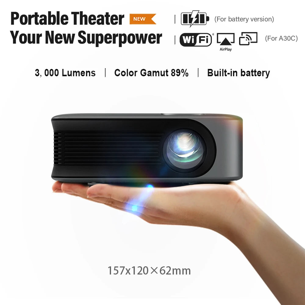 A30C Pro MINI Projector Projectors A30C Pro MINI Projector compatible projector with audio and mobile devices electronics HD projector Portable Projector Small projector rechargeable and portable HD projector video video devices videos