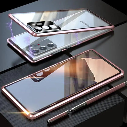 Samsung Galaxy Note 20 Tempered Glass Built-in Magnet Metal Bumper Case Pink Mobile Phone Cover & Protectors cover covers electronics electronics accessories mobile cover mobile phone mobile phone accessories mobile phone cover mobile phone covers mobile phone safety mobile phone screen protector Samsung Screen Protector