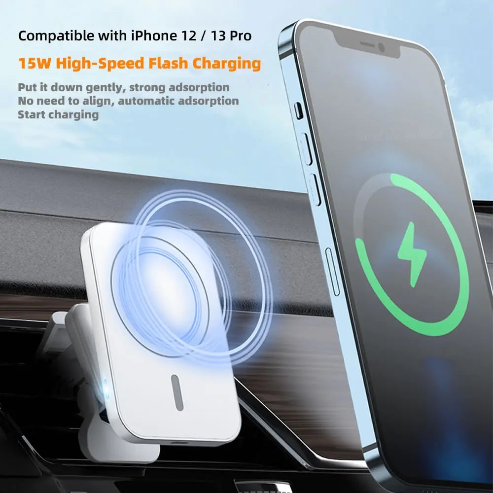 Car Wireless Charger for iPhone | 15W Fast Qi Magnetic | Seamless On-the-Go Charging Wireless Mobile Chargers for Cars 15w apple car air vent charger fast charging iphone magnetic magsafe mobile phone mount phone holder phone mount Qi charger wireless charger {{ product_collections }} {{ product_description }}