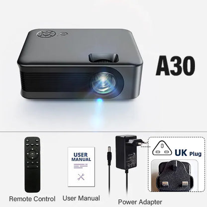 AUN A30 Upgraded Portable Projector A30-UKPlug Projection Screens AUN A30 Upgraded Portable Projector compatible projector with audio and mobile devices electronics HD projector Portable Projector Small projector smart projector video