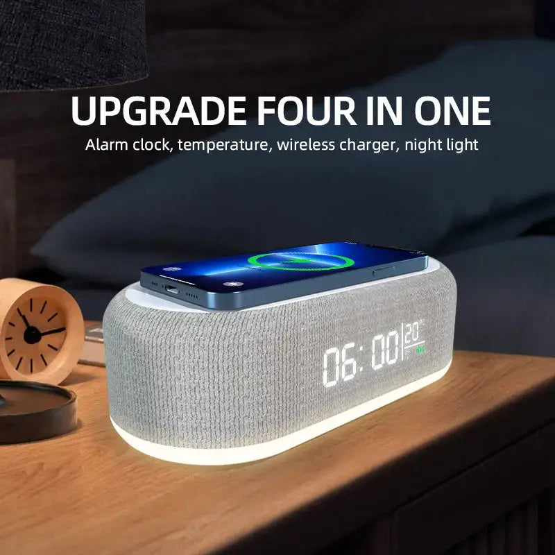 Wireless Charger Alarm Clock | 15W Fast Charging | LED Light & Thermometer Wireless Chargers alarm clcok apple desktop digital fast charging iphone samsung table table clock wireless charger {{ product_collections }} {{ product_description }}