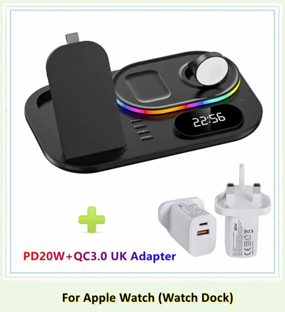 30W LED 4 in 1 Wireless Charger Dock | Fast Charging | RGB Lighting 30w apple charger dock charging dock charging pads charging station iphone led magnetic magsafe mobile New arrival phone portable table wireless charger {{ product_collections }} {{ product_description }}