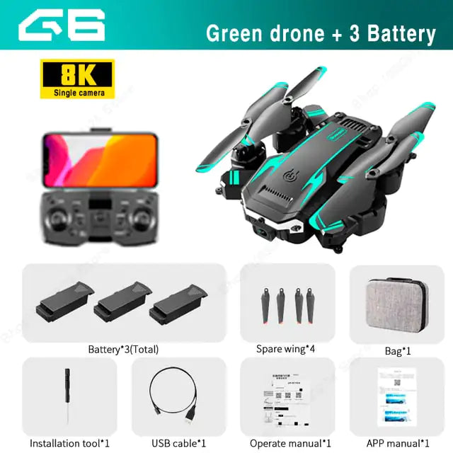 GPS Drone 8k Profesional HD Camera Obstacle Avoidance Aerial Photography Foldable Quadcopter Green Single 8K-3B Drones drone drone with camera 8k electronics video devices