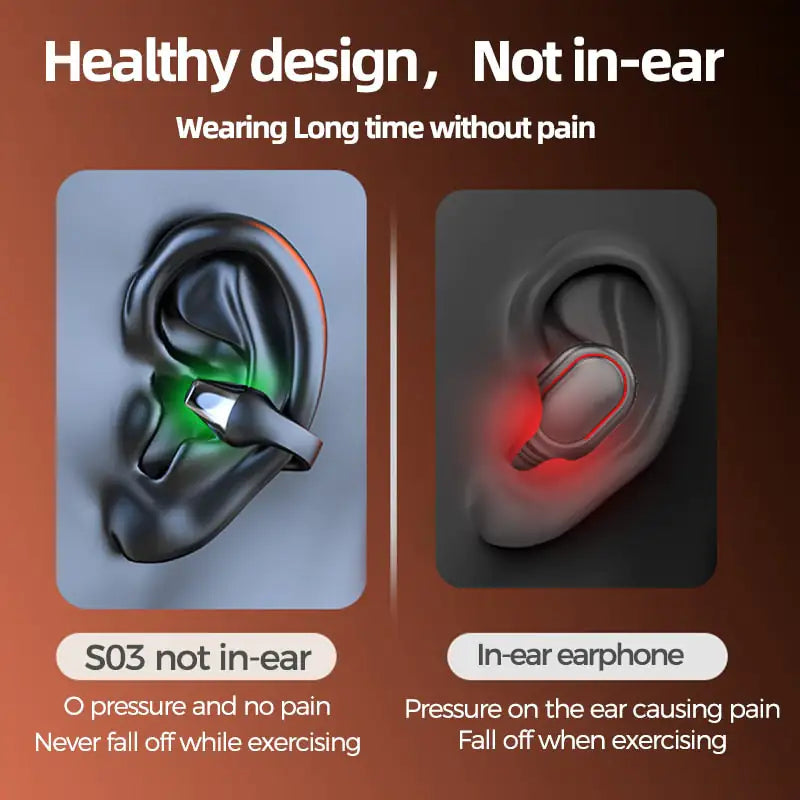 Bluetooth 5.2 Bone Conduction Earphone Ear Clip Headphones & Earbuds 20h music time earphones audio audio device Bluetooth 5.2 Bone Conduction Earphone Ear Clip conduction earphones for running Earphone earphone for running electronics long running music time earphones touch operated earphone