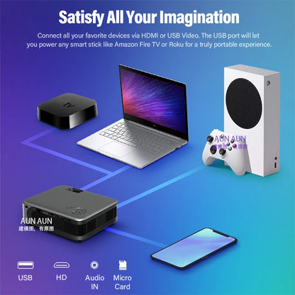 AUN A30 Upgraded Portable Projector Projection Screens AUN A30 Upgraded Portable Projector compatible projector with audio and mobile devices electronics HD projector Portable Projector Small projector smart projector video