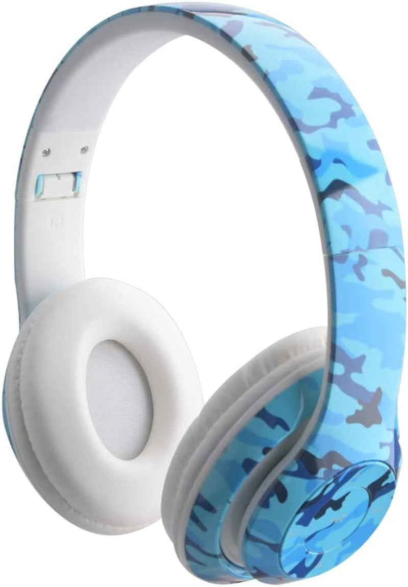 Bluetooth Headphones - Foldable Bluetooth Headset - Lightweight Headphones - Adjustable On-Ear Headphones - Fashion Bluetooth Headphones with Microphone - Ideal Headphones Bluetooth Blue Camo Headphones & Earbuds audio bluetooth headphone and earphone and earbud bluetooth headphones Earbuds & Accessories Electronics Headphones Headphones & Earbuds mobile noise cancellatio On-Ear Headphones