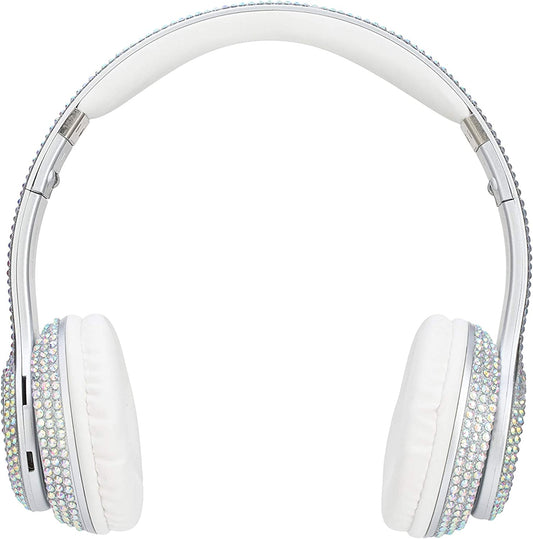 Bluetooth Headphones - Foldable Bluetooth Headset - Lightweight Headphones - Adjustable On-Ear Headphones - Fashion Bluetooth Headphones with Microphone - Ideal Headphones Bluetooth Iridescent Bling